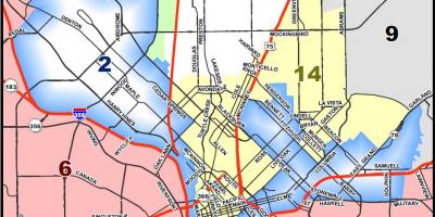 Dallas városi tanács kerületi térkép