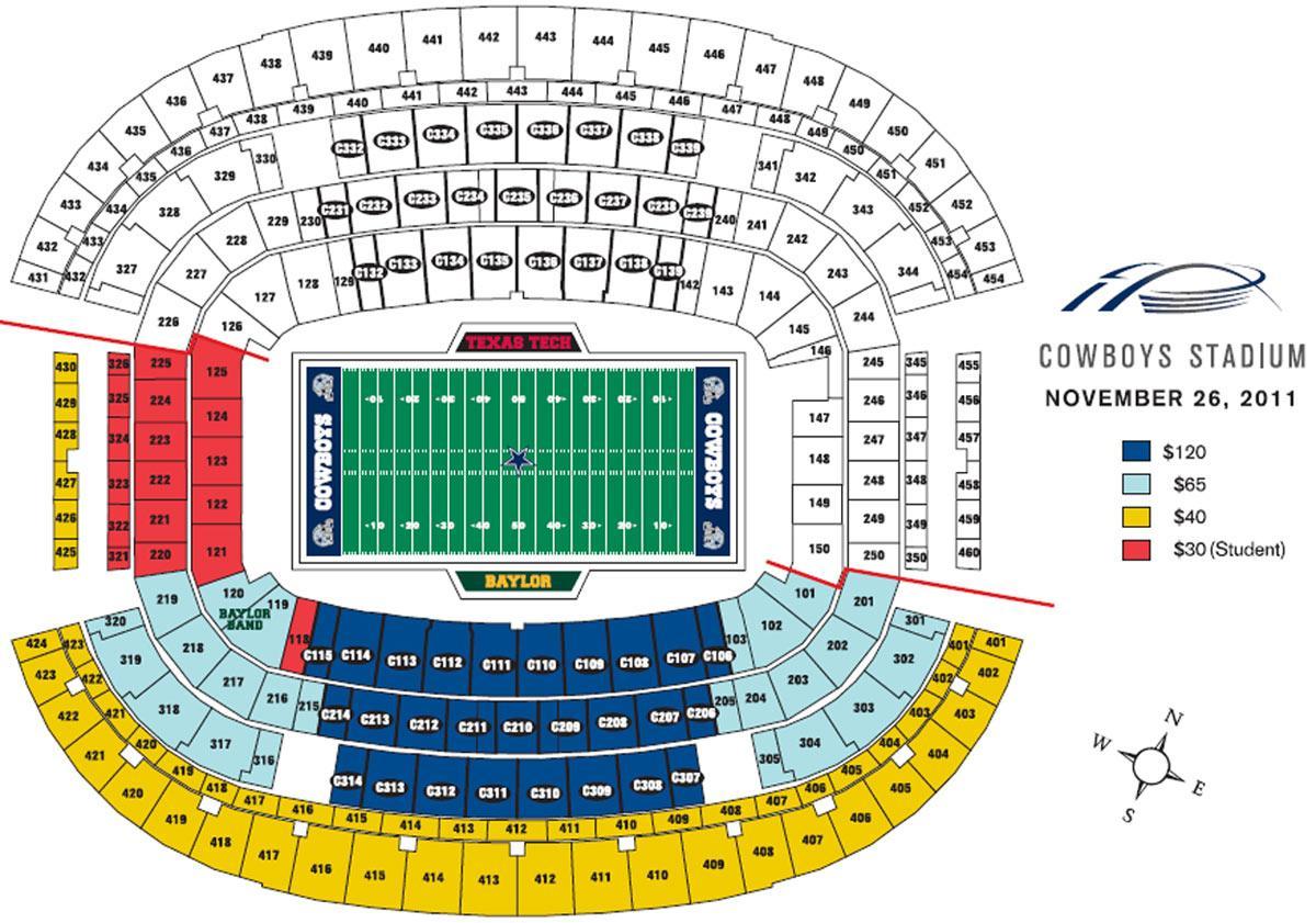 Dallas Cowboys stadion ülés térkép
