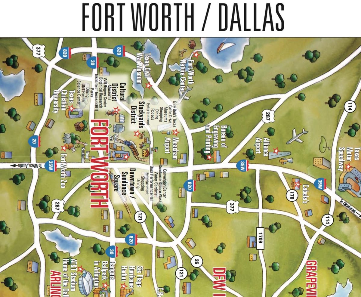 térkép Dallas-Fort Worth területén