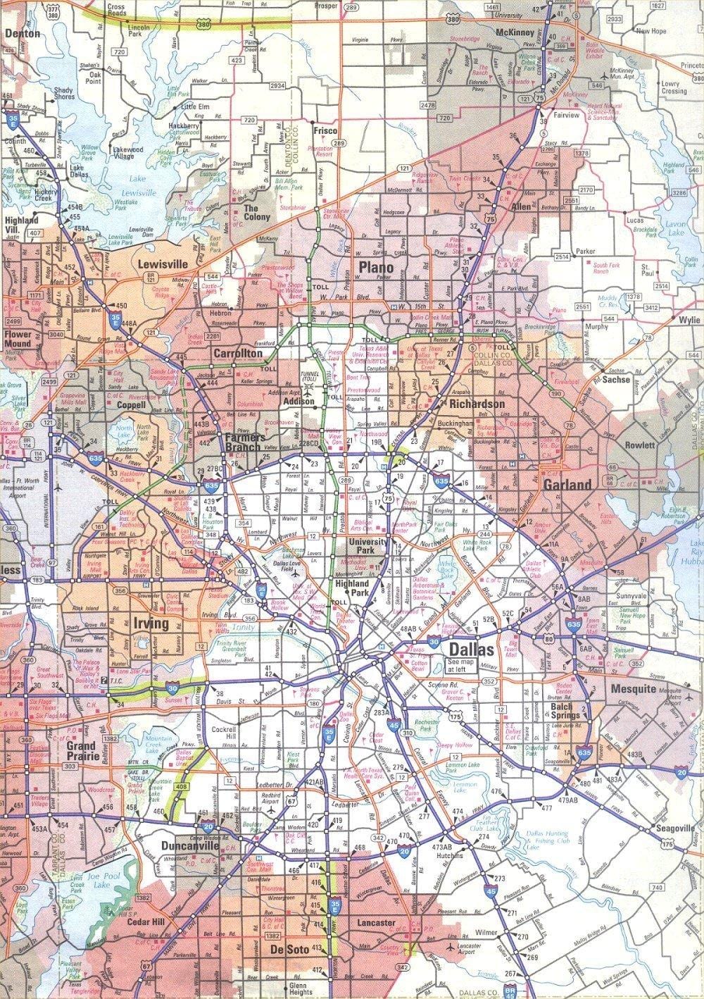 térkép Dallas Texas területén