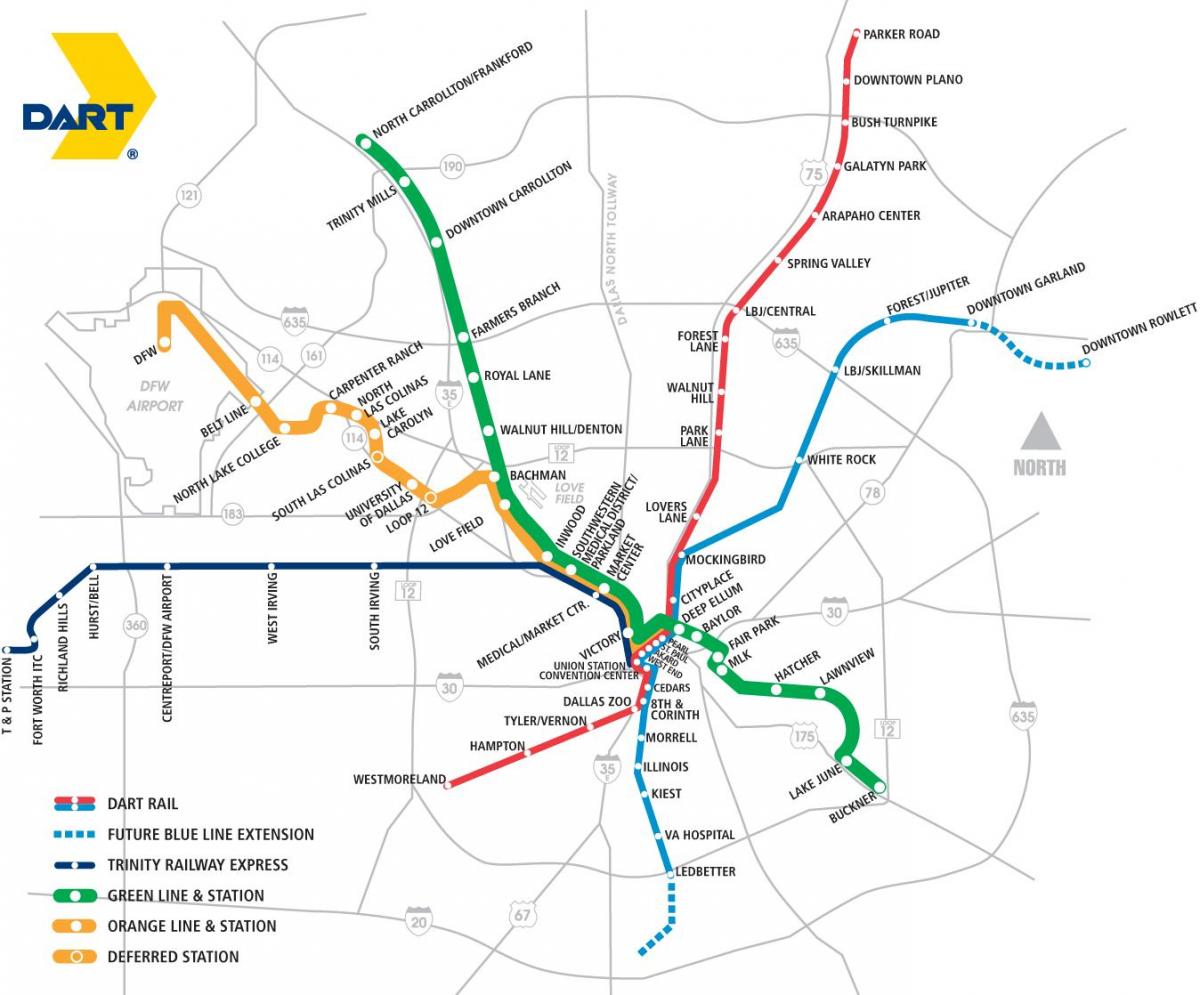 Dallas area rapid transit térkép