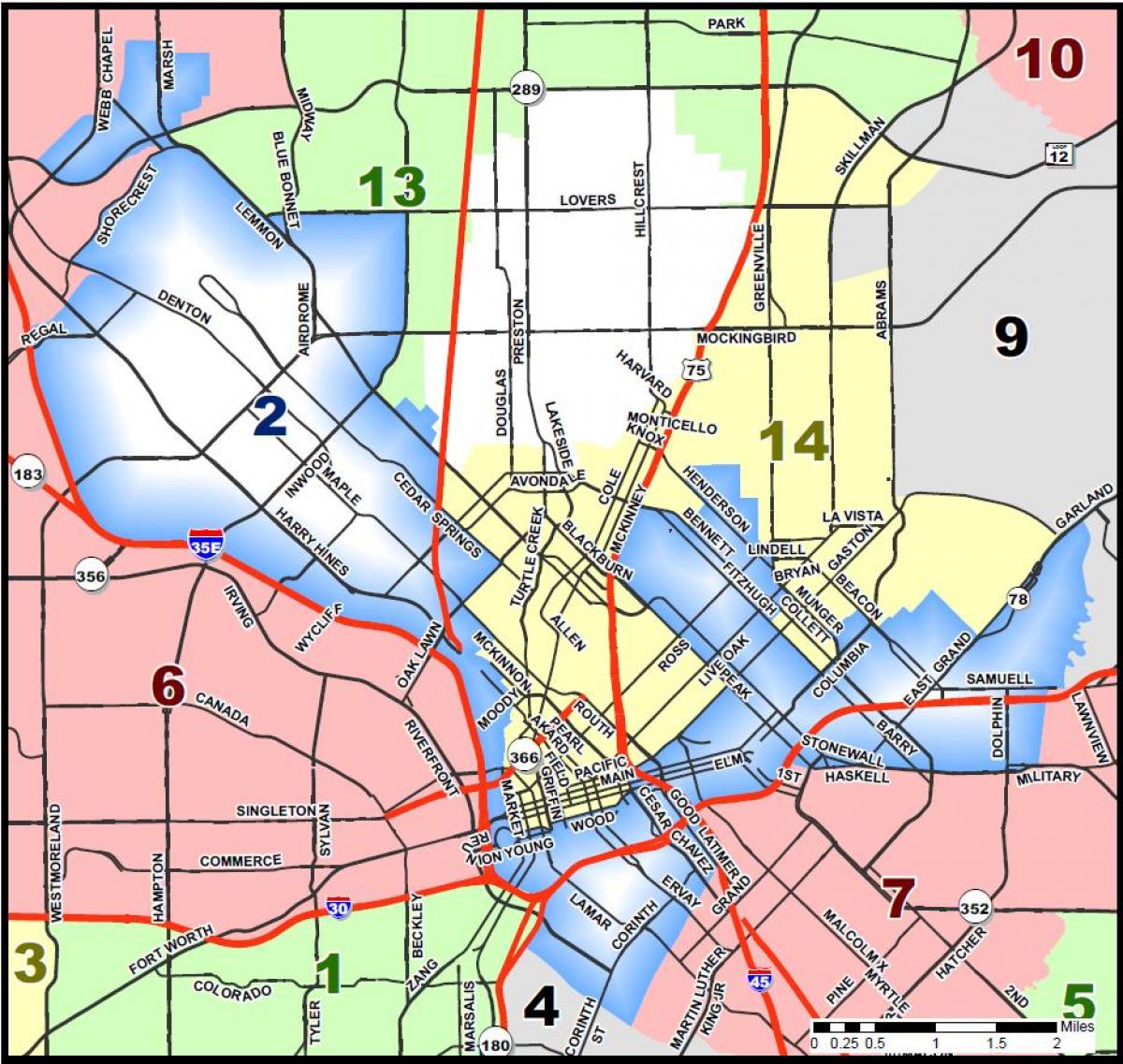 város Dallas övezeti térkép